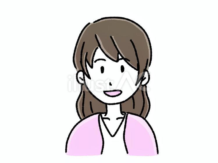 アイコン女性　微笑 大人,女性,アイコンのイラスト素材