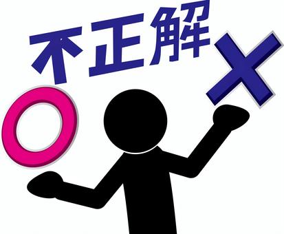 不正解 不正解,バツ,丸,両手,比べる,ピクトグラム,漢字,人物のイラスト素材