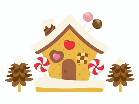 お菓子の家、かわいいクリスマスイラスト お菓子の家,クリスマス,食べ物,手描き,かわいい,おしゃれ,冬,12月,手書き,クリスマスイラストのイラスト素材