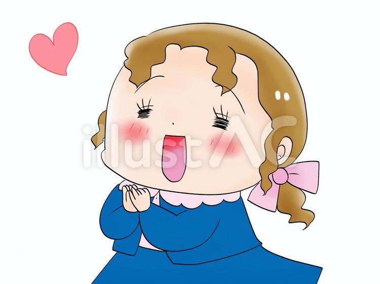 笑顔でおねだりの女性 笑顔,おねだり,ハートのイラスト素材