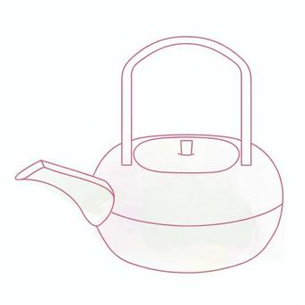 お屠蘇 鉄瓶,取っ手,注ぎ口,蓋,日本,正月飾り,容器,白色,赤色,シンプルのイラスト素材