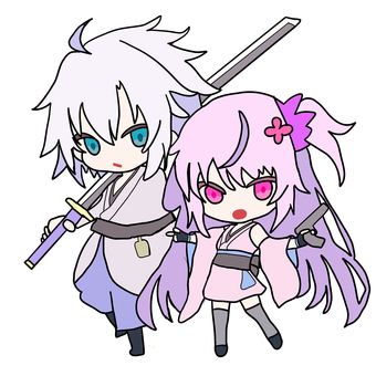 軍人２ 兄妹,かわいい,和風,剣,銃,アイコンのイラスト素材