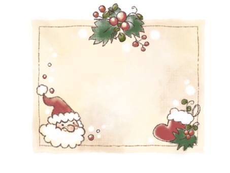 サンタクロースのメッセージカード クリスマス,サンタクロース,長靴,髭,葉,実,フレーム,カード,見出し,バナーのイラスト素材