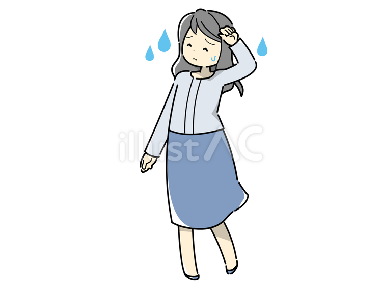 額に手を当て困る全身女性 全身,女性,困るのイラスト素材