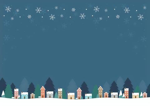 クリスマスの背景イラスト07 クリスマス,街並み,雪,雪の結晶,12月,冬,風景,木,おしゃれ,スタイリッシュのイラスト素材