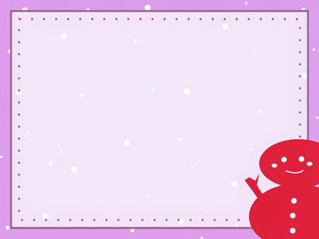 雪ダルマのフレーム3　色違い1 冬,雪,雪ダルマ,可愛い,笑顔,フレーム,線,点線のイラスト素材