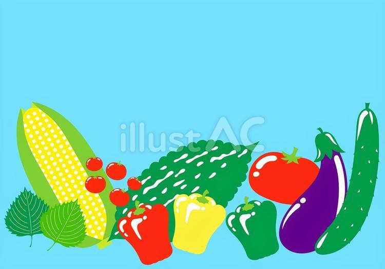夏野菜のセット（青） 野菜,夏,果実のイラスト素材