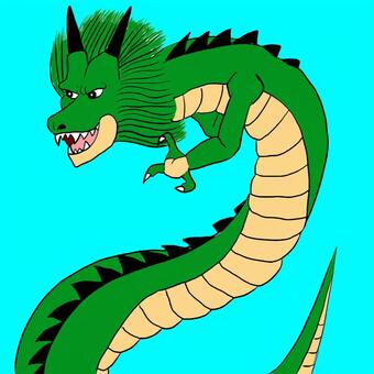 龍 龍,緑の龍,ドラゴン,全身,かっこいいのイラスト素材