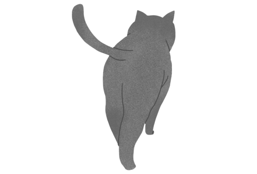 Illustration, cat, walk, rear view, 