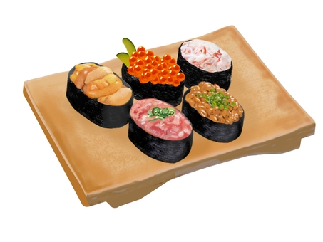 軍艦巻き(2) 軍艦巻き(2) 軍艦巻き,寿司ゲタ,寿司,巻寿司,和食,江戸前,食べ物,トロ,マグロ,うにのイラスト素材