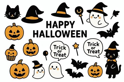 ハロウィンイラストセット　透過済