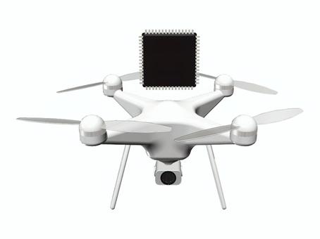 ドローンと半導体 ドローン,無人航空機,半導体,マルチローター,チップ,集積回路,パワー半導体のイラスト素材