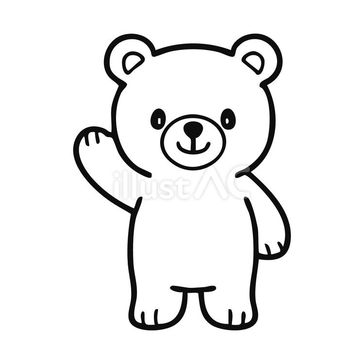 可愛いシンプルな線画くまさん・一匹 くま,熊,線画のイラスト素材