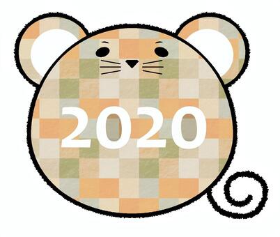 無料年賀状素材 ねずみイラスト 2020 ねずみ,かわいい,イラスト,年賀状,カラフル,干支,子年,動物,ねずみ年,2020年のイラスト素材