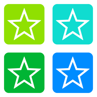 星のスタンプ風アイコン 青緑系4色セット 星のスタンプ風アイコン 青緑系4色セット 星,印,勲章,栄光,名誉,光,輝き,煌めき,綺羅星,評価のイラスト素材