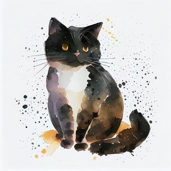 可愛的貓咪水彩插圖, 可愛的貓咪水彩插圖, 水彩, 手繪, 可愛的,