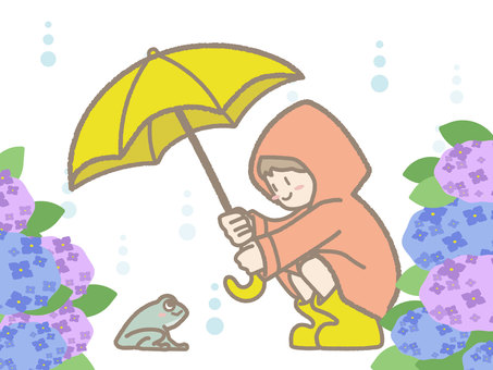 あめのひ、あじさい あめのひ、あじさい 梅雨,紫陽花,雨のイラスト素材