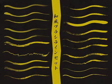 和風筆ブラシライン金箔あしらい 和風筆ブラシライン金箔あしらい 金箔,黒背景,筆,ブラシ,ライン,高級感,飾り罫,和柄,デザイン,素材のイラスト素材