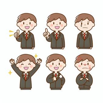 Men in suits with various facial expressions, good, good, sam's up, JPG, PNG and EPS