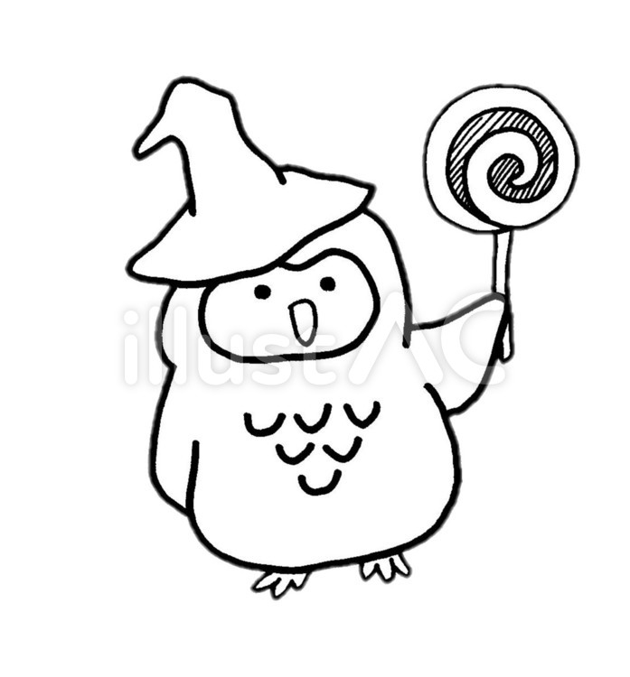 キャンディを持ったふくろう ふくろう,動物,鳥のイラスト素材