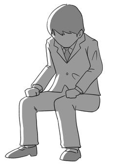 座って泣いている男性 座位,男性,悲しみ,苦しみ,泣き,嗚咽,我慢,悔しさ,怒りのイラスト素材