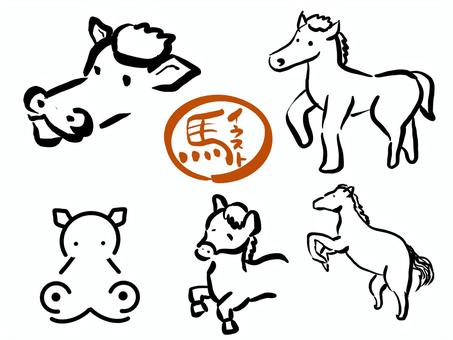 Illustration, horse, set, animal, 