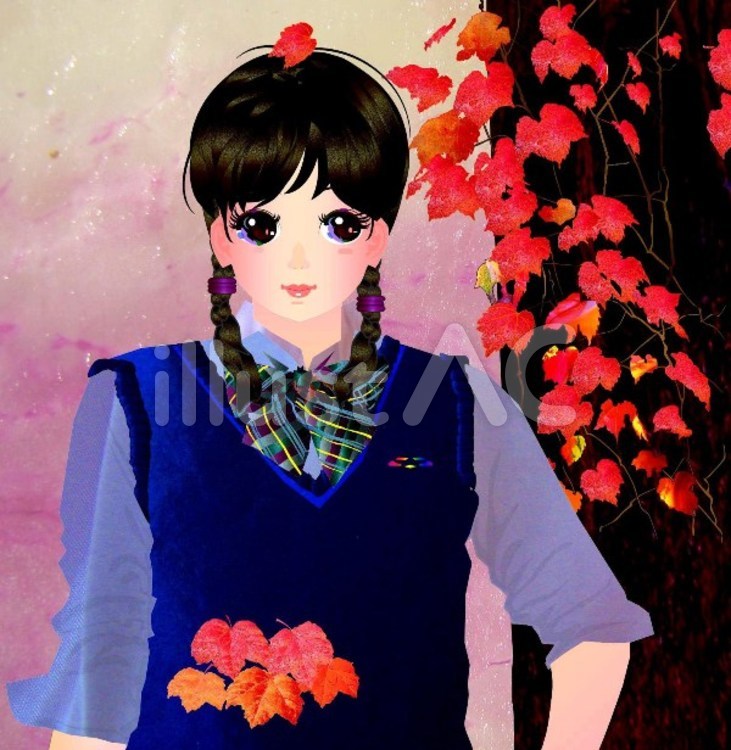 蔦の季節 女の子,蔦,秋のイラスト素材