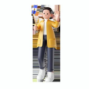 3Dレンダリングファッショントレンドショッピング男性キャラクター02