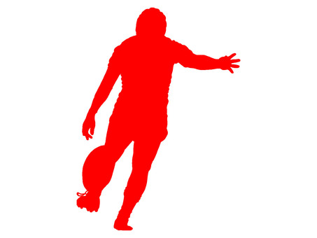 スポーツ　ラグビー　シルエット　赤