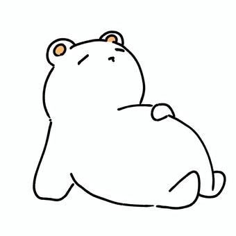 お腹いっぱいのしろくま 白,クマ,動物,生き物,哺乳類,四足歩行,かわいい,ゆるい,お腹,いっぱいのイラスト素材