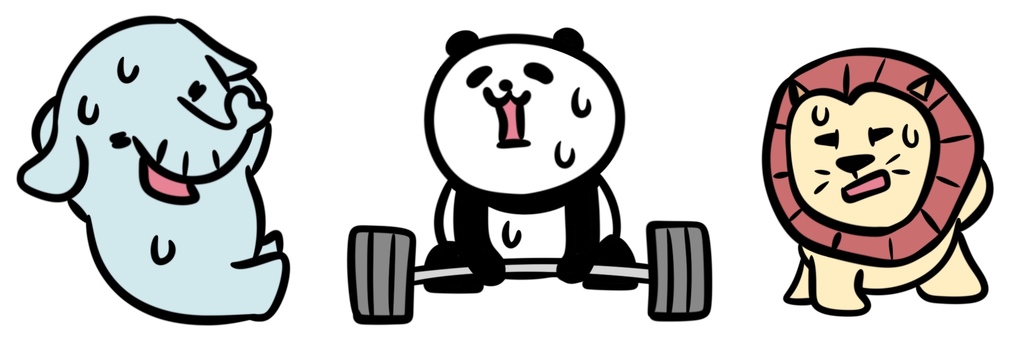 Illustration, muscle training, sweat, animal, 