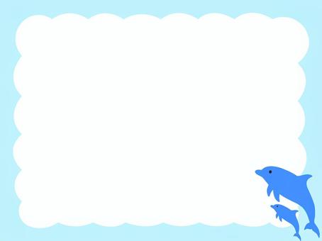 イルカのシンプルフレーム イルカ,親子,動物,フレーム,背景,水族館,海,海豚,ヒーリング,芸のイラスト素材