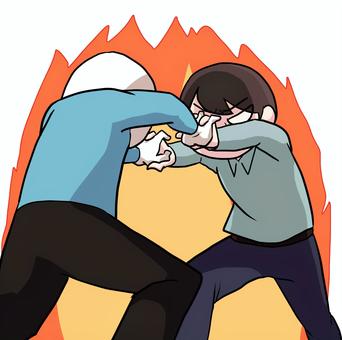 取っ組み合いのケンカ＿男性 人物,生活,ニーショット,男性,取っ組み合い,ケンカ,白熱,素材のイラスト素材