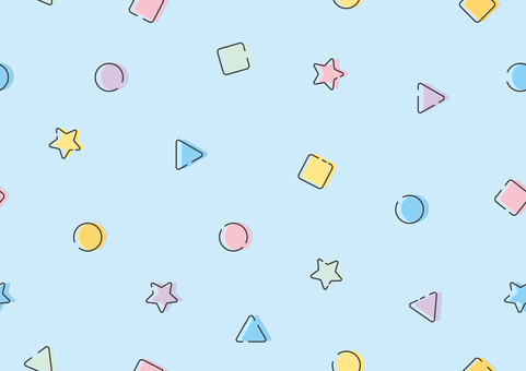 可愛い図形のポップで爽やかな背景素材 円,四角形,三角形,星,図形,ポップ,カラフル,シームレス,背景のイラスト素材