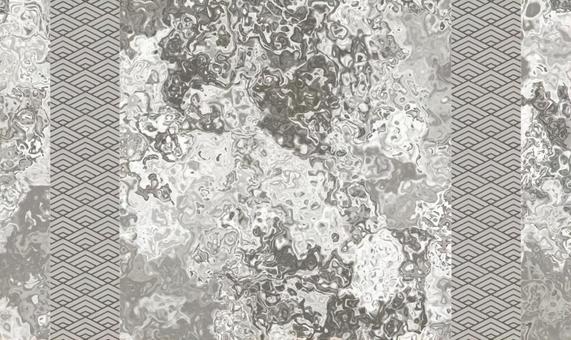 マーブル和柄のモノクロ背景素材 菱青梅波,マーブル,背景,流体,リキッド,和柄,モノクロ,グレー,灰色,白のイラスト素材