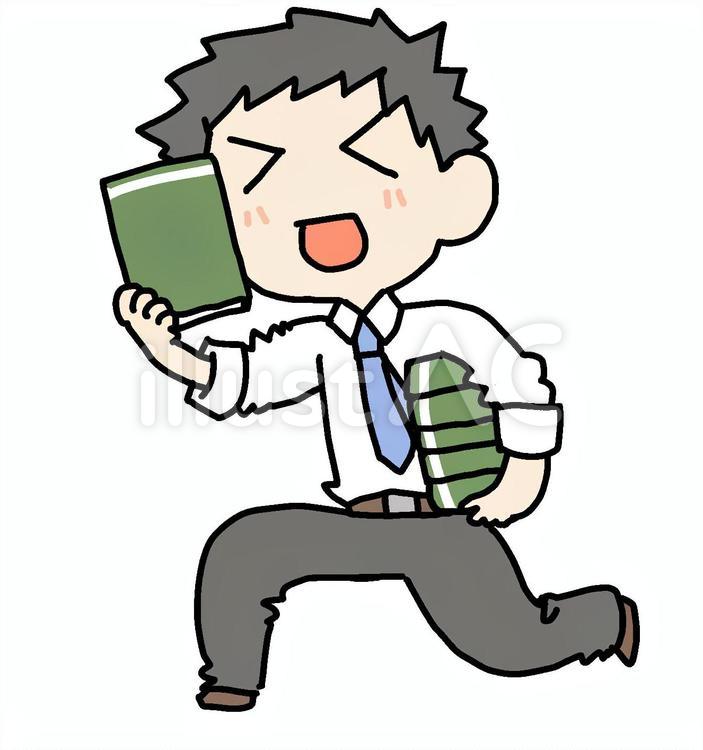 嬉々として本を運ぶ男性 嬉々,本,運ぶのイラスト素材