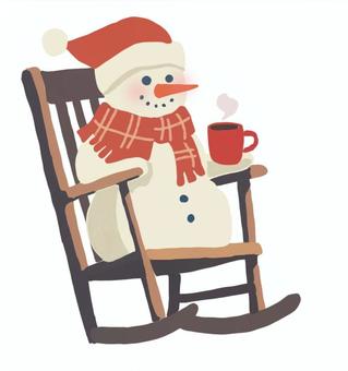 くつろぐサンタ風雪だるま くつろぐサンタ風雪だるま 椅子,雪だるま,冬,雪,キャラクター,マフラー,帽子,サンタ帽,サンタクロース,クリスマスのイラスト素材