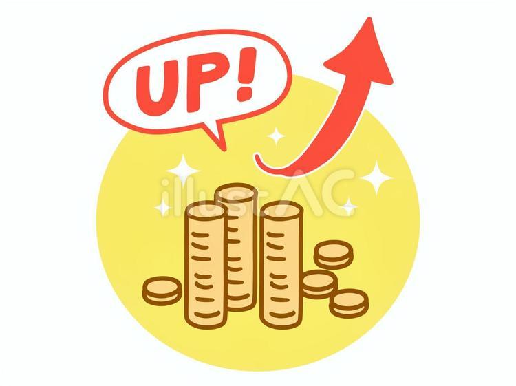 増えたお金と矢印のアイコン お金,コイン,矢印のイラスト素材