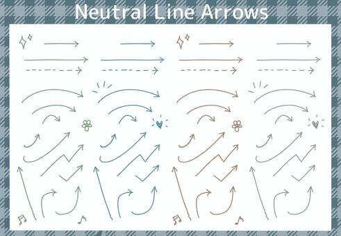 くすみニュートラル矢印セット 矢印,手描き,ライン,ミリペン,くすみカラー,ニュートラル,ナチュラル,シンプル,アイコン,ポイントのイラスト素材