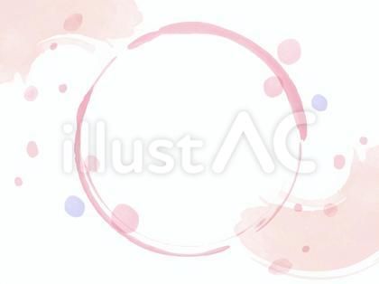水彩の和風の円フレーム ピンク