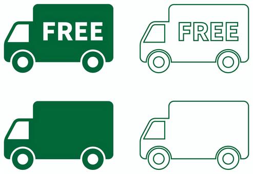トラックのアイコンセット 緑 トラック,車,配達,配送,運送,乗り物,free,運搬,自動車,引越しのイラスト素材