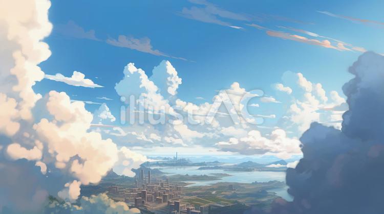 夏の青空と雲 夏,雲,青のイラスト素材