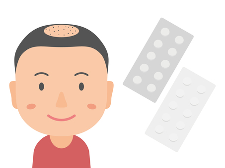 AGA治療薬を服用する薄毛の男性 AGA治療薬を服用する薄毛の男性 薄毛,aga,はげ,薬,服用,治療,処方箋,医療,クリニック,ヘアケアのイラスト素材
