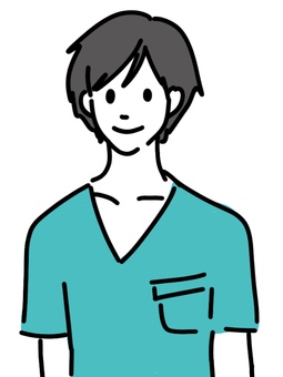 青いスクラブを着た男性 医者,白衣,医師,看護師,幼い,コメディカル,男性,若い,イケメン,好青年のイラスト素材