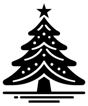 クリスマスツリーのアイコン 黒 クリスマス,クリスマスツリー,モミ,モミの木,冬,植物,アイコン,マーク,シンボル,シルエットのイラスト素材