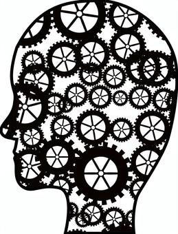 歯車人物 歯車,回る,考える,頭,横顔,横向き,人物,後頭部,シルエットのイラスト素材