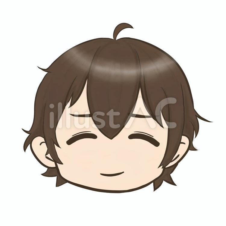 はにかみ笑顔＊困り顔の男性フリーアイコン 男子,男の子,人のイラスト素材