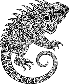 トライバル柄のイグアナ