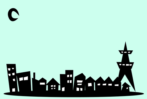 Illustration, townscape, silhouette, retro, 