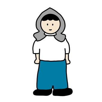 防災頭巾を被る男の子｜避難訓練 防災,頭巾,避難,訓練,災害,緊急,学校,子ども,人,人物のイラスト素材